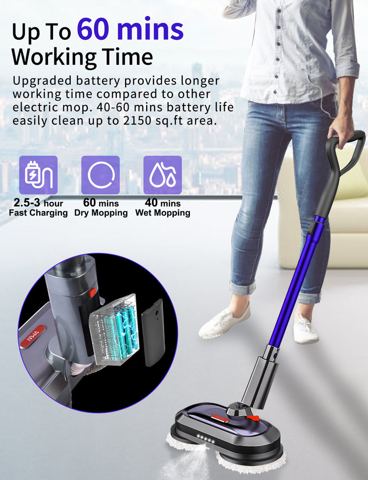 Cordless Electric Mop with 300ml Water Tank (Purple) – vmaihome